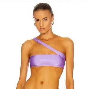 Jade one shoulder bikini top in purple